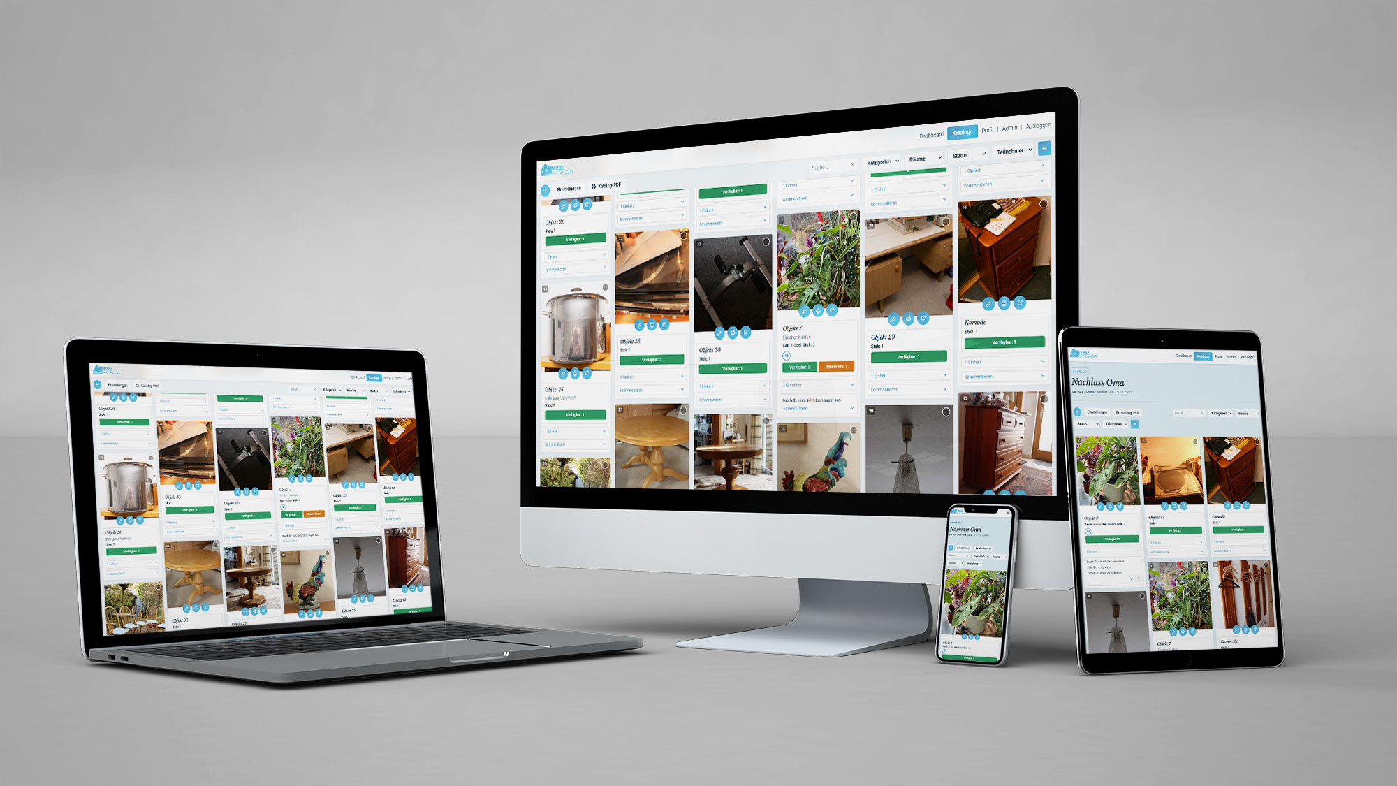 Digitaler Nachlass-Katalog mit fotografierten Gegenständen